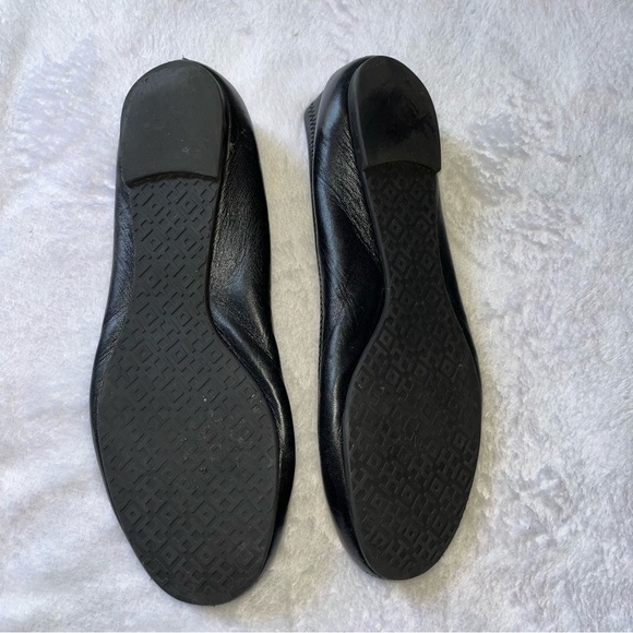 Tory Burch Classic Reva Butter Soft Leather Black Gold Ballet Flats Women's 6.5M - Picture 7 of 10